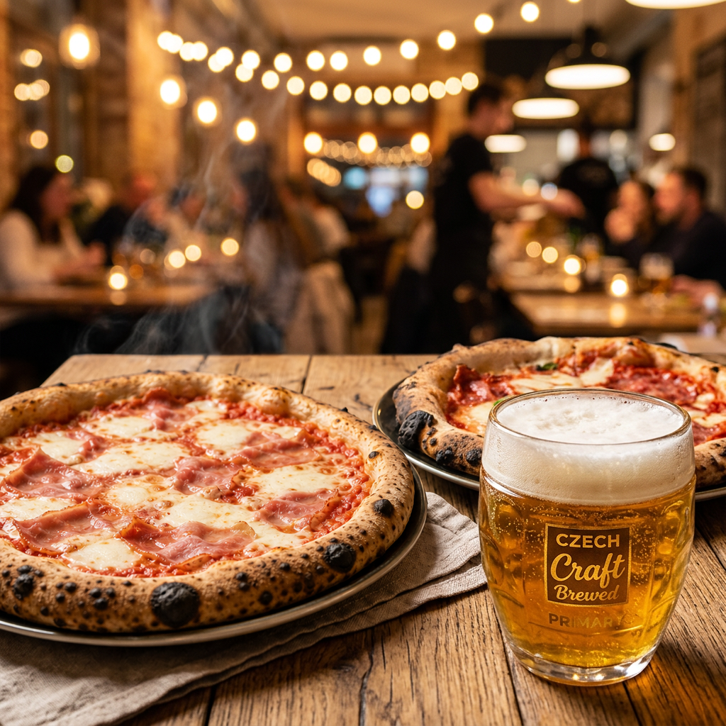 Nápolyi pizzák és egy pohár sör az étterem hangulatos terében